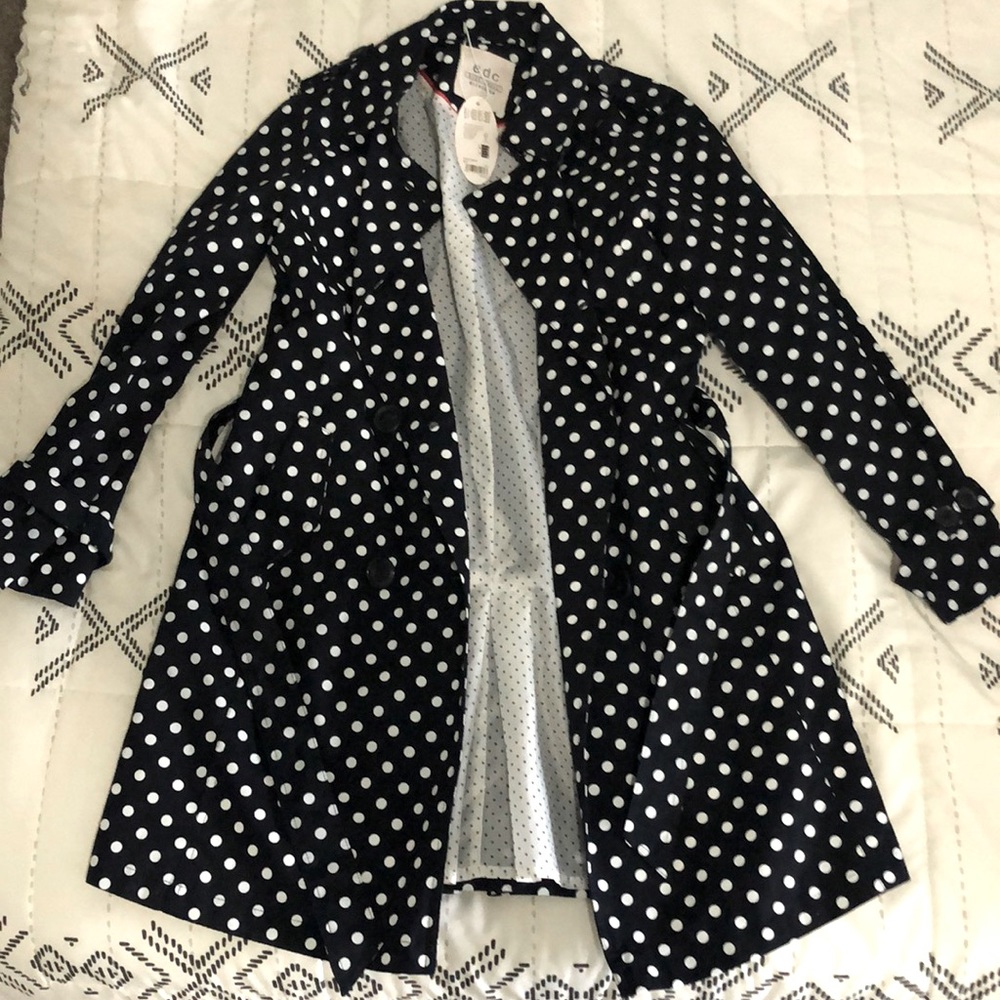 Brand new with tags - European Esprit polka dot rain jacket, Navy & White